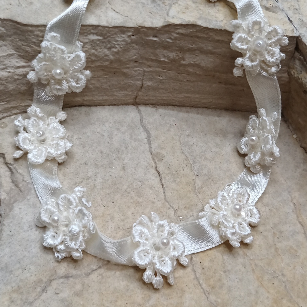Satin flower choker for wedding flower girls